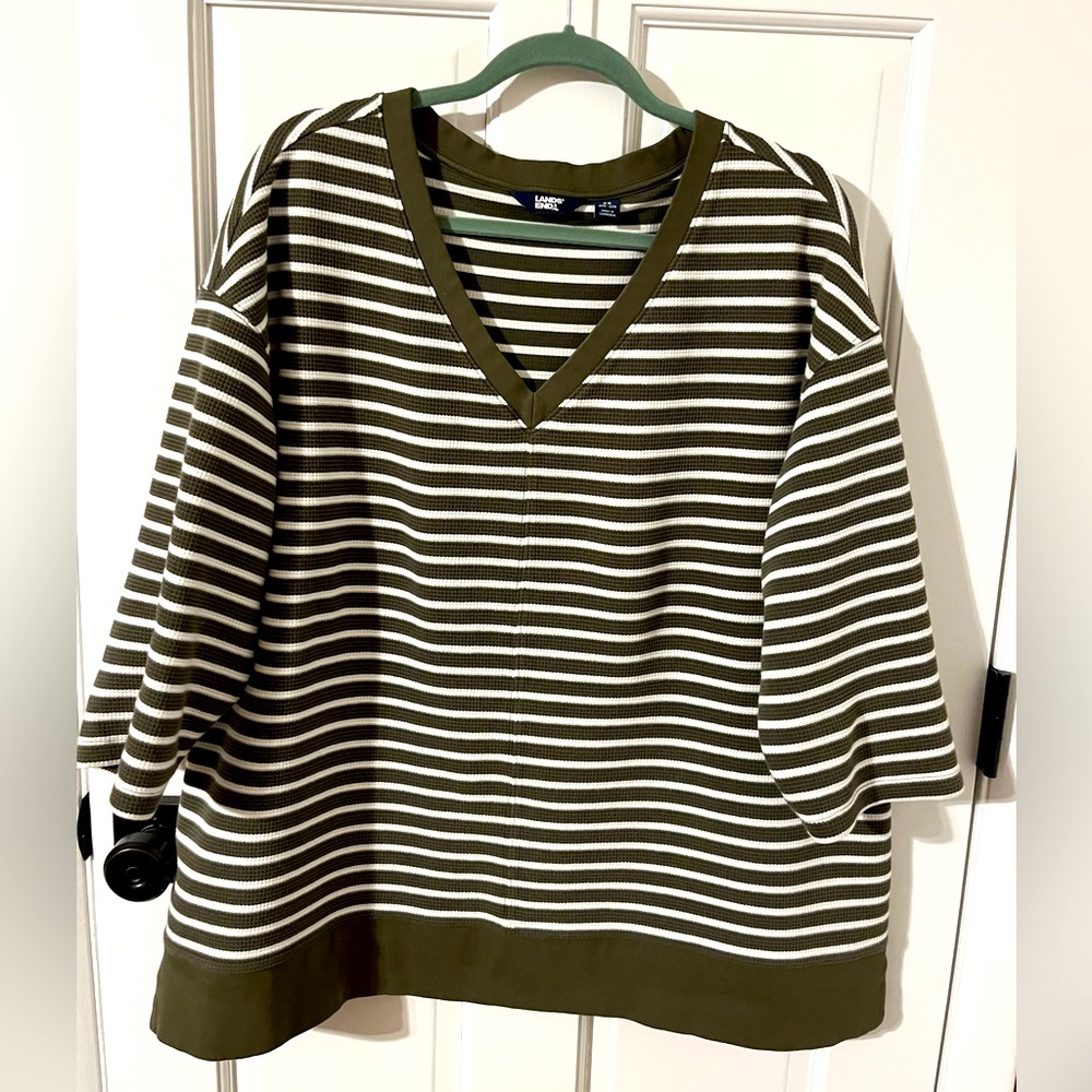 Land’s End Women's Plus 3/4 Sleeve Waffle Vneck Tunic